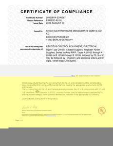 Certificate of Compliance (UL) - BasicLine BL 560