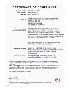 Certificate of Compliance (UL) - BasicLine BL 513