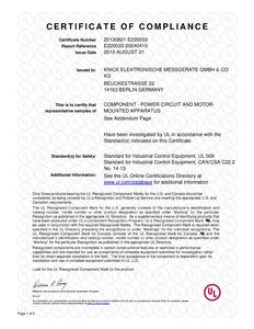 Certificate of Compliance (UL) - IsoTrans A 20400