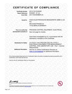 Certificate of Compliance (UL) - ProLine P 22400