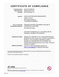 Certificate of Compliance (UL) - ProLine P 22400