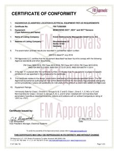 Certificate of Compliance (FM) - SE 707