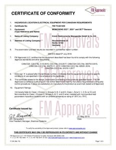Certificate of Compliance (FM) - SE 604