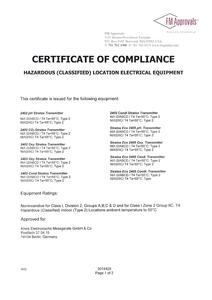 Certificate of Compliance (FM) - Stratos Eco