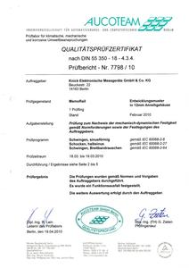 Quality Inspection Certificate - MemoRail