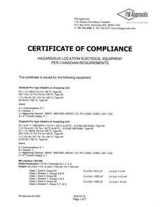 Certificate of Compliance (FM) - Stratos Pro