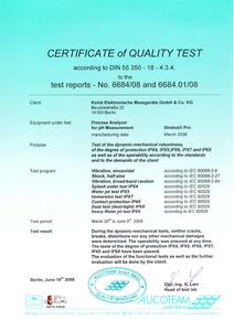 Quality Inspection Certificate - Stratos Pro