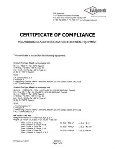Certificate of Compliance (FM) - Stratos Pro