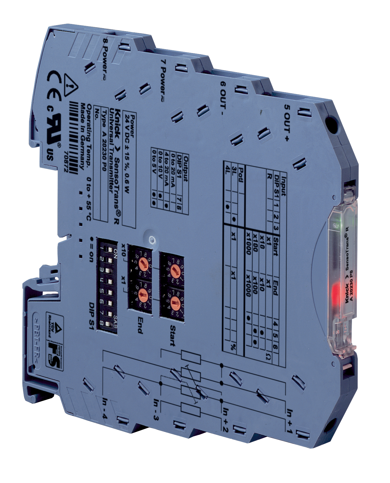 A20230 저항 트랜스미터 | 공간 절약형 6 mm 외함