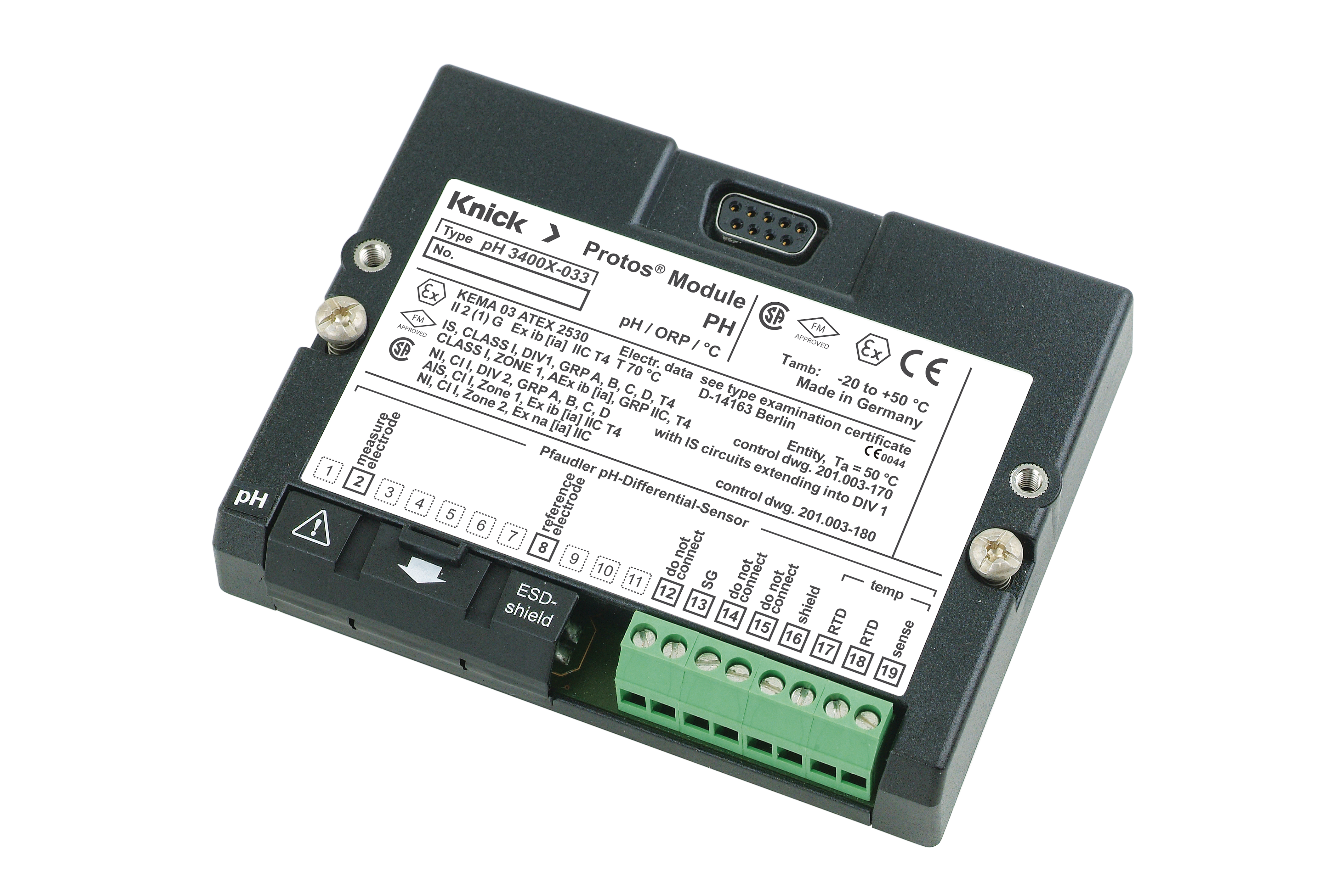 PH 3400-033 pH/ORP 측정용 모듈 | Protos용 | pH 차동 프로브(Pfaudler)