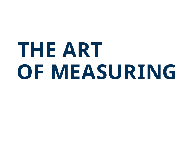 Blue lettering with The Art of Measuring