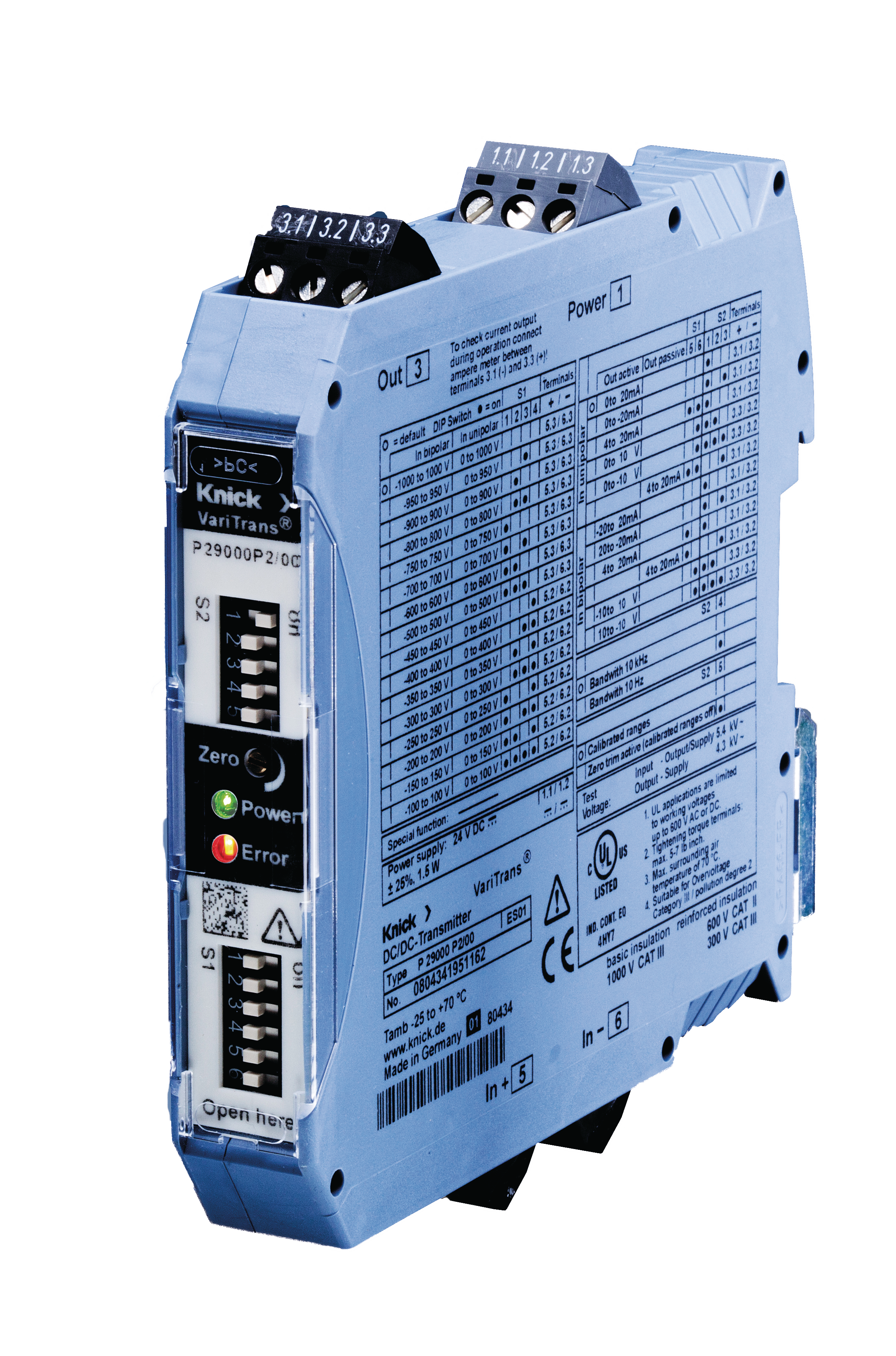 P29000 Amplificatore di isolamento ad alta tensione / Trasmettitore | Commutabile in modo calibrato